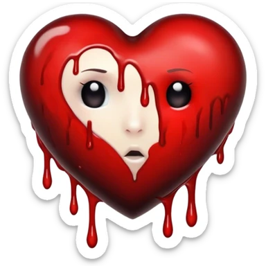 Black heart with blood drips sticker
