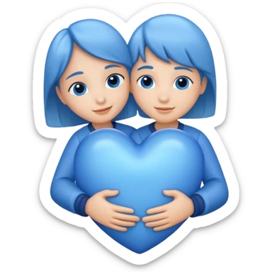 blue heart being embraced sticker