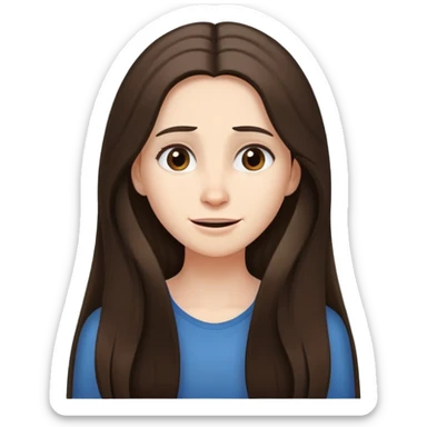 Very long hair Brunette with white skin worried but happy sticker