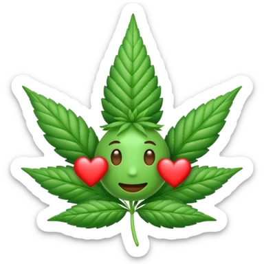 cannabis emoji with hearts sticker