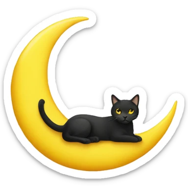 A yellow crescent moon on a cat sticker