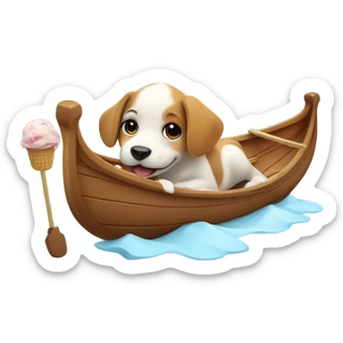 A puppy on a gondola licking icecream  sticker