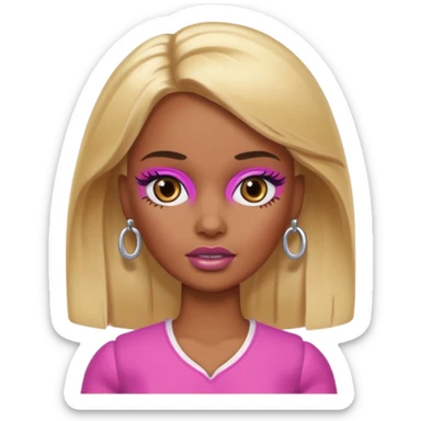 Brown skin blonde hair barbie with bruised eye  sticker