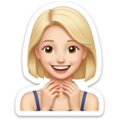 Girl holding neck infront laughing  sticker