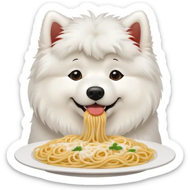 Samoyed eating spaghetti  sticker