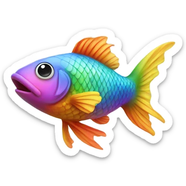 Flying rainbow coloured fish sticker