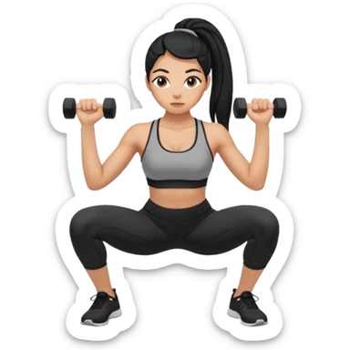 Women with long black ponytail doing a squat sticker