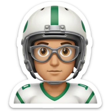  Italian guy wearing sports goggles and a football helmet sticker