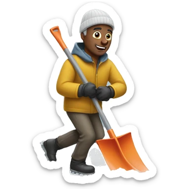 man snow shovelling sticker