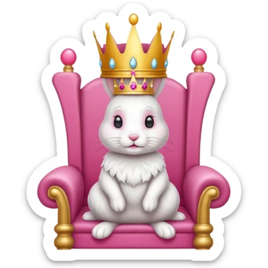 Queen bunny rabbit, sitting on a throne with a crown sticker