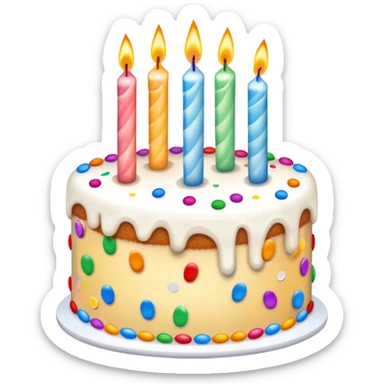 birthday cake with candles and confetti sticker