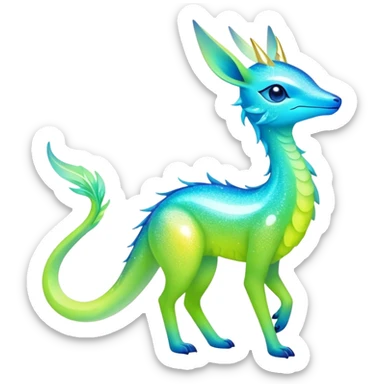 Shiny Exotic Colorful Neon-colored Ethereal Sparkly Amaura-Aurorus-Fakémon-hybrid-creature (full body)  sticker