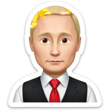 putin in vest with tie sticker