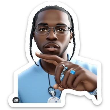 dark-skinned boy with glasses sticker