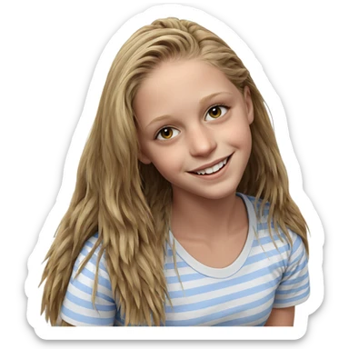 smiling girl in striped shirt sticker