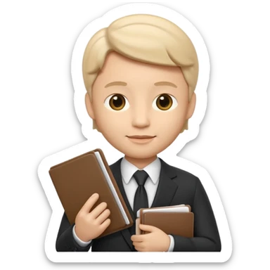 Apple Memoji-style 3D emoji of a diplomat wearing a formal suit holding a document or folder, soft shading, rounded shapes, no background. sticker