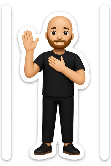 Remove the background, make the man's skin tone a little bit darker, and make his beard black. The style should resemble emoji style with concise details and colors as typical emoji art. sticker