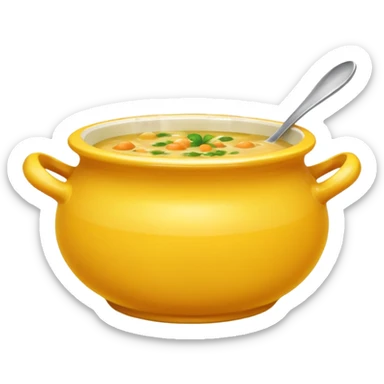 yellow pot with soup sticker