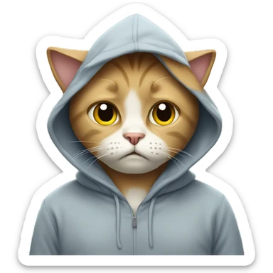 Sad cat with hoodie sticker
