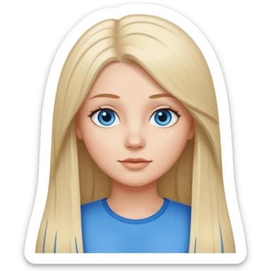 short and thick body white girl with long straight hair and blue eyes sticker