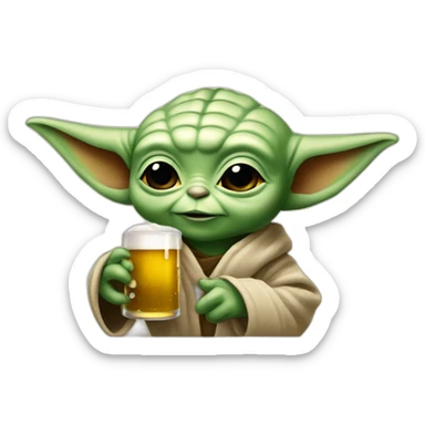 Bébé Yoda qui boit une bière sticker