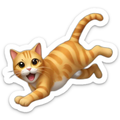 cat jumping out of the window sticker