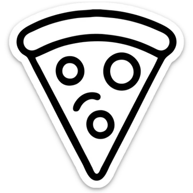 slice of pizza, black lines only, no fill, minimal details, minimal background sticker