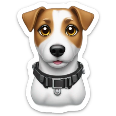 a jack russell terrier dog who works as a switchman and wears a bulletproof vest sticker
