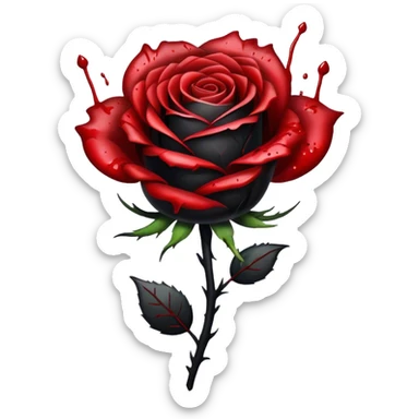 black rose with blood splatter sticker