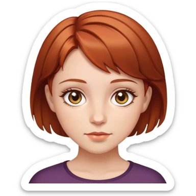 A girl with reddish brown short hair and Hazel eyes sticker
