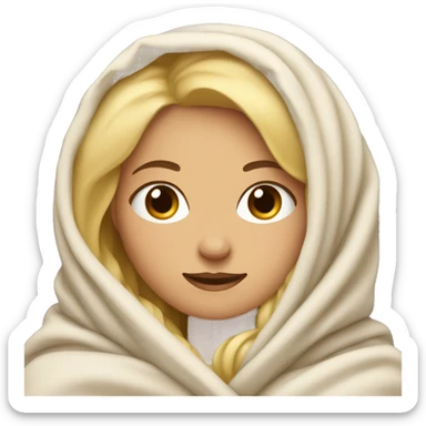 blonde girl relaxed wrapped in blankets sticker