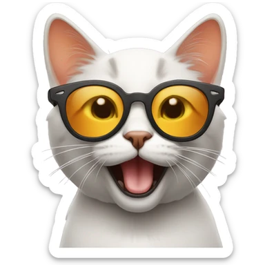Cat with sunglassesTies, open mouth to savor something, baba sticker