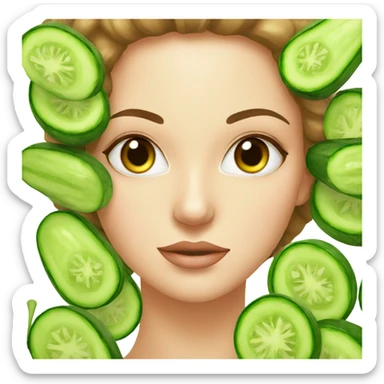 woman with cucumbers on eyes spa sticker