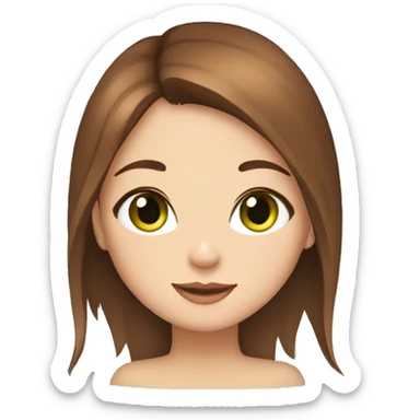 make a sticker of a girl with a cat, green eyes, girl with brown hair sticker
