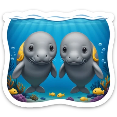 two manatees not togheter sticker