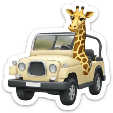une giraffe qui conduit une voiture sticker