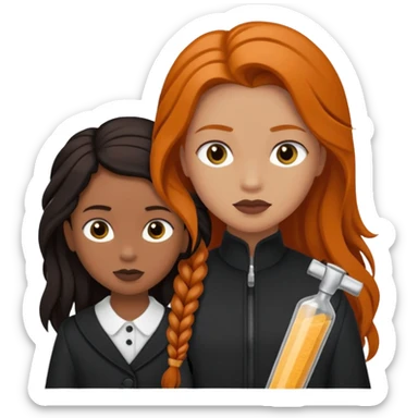 Genre moi un garçon noir roux avec un haut noire et des vanilles qui fait un câlin à. Une fille noir clair avec de longue tresses et un haut noir  sticker