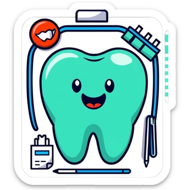 dental report with tooth health diagnosis sticker