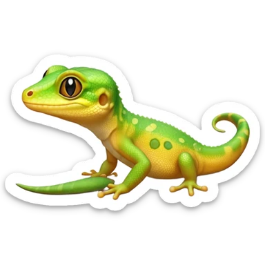 cinematic-cute-realistic gecko-portrait-emoji,-head-tilted-playfully-and-inquisitively,-featuring-a-small,-charming-body-with-smooth,-vividly-patterned-scales,-bright,-sparkling-eyes-and-delicate,-sticky-toe-pads,-simplified-yet-irresistibly-adorable sticker
