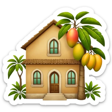 A light brown house from a barrio with a mango tree sticker