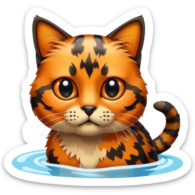 Tortoiseshell cat going to the pool sticker