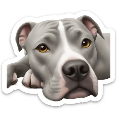 Gray Pitbull laying  sticker