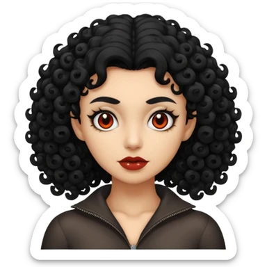 A woman with a curly black hair with mothman sticker