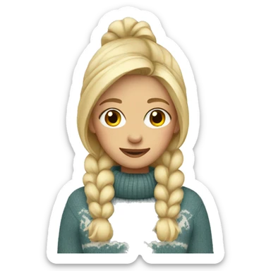 blonde girl in cozy sweater sticker