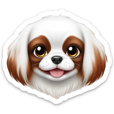 happy white and red japanese chin baby sticker