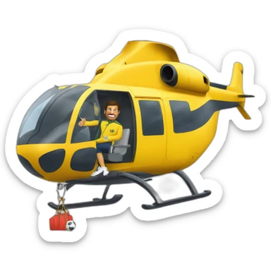 Brazilian coach called Pablo Marçal, flying inside a helicopter sticker