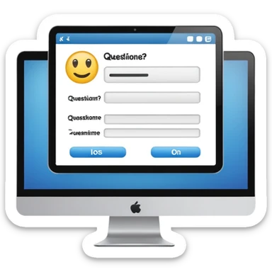 combination of a computer with a questionnaire  sticker