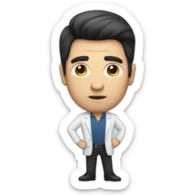 Hypnotherapist man with dark hair pointing serious face sticker