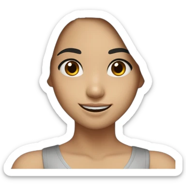 A Girl with black hair and brown eyes with smile sticker