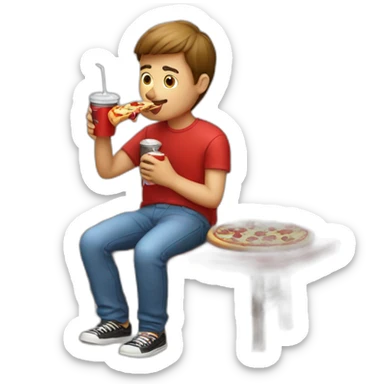  guy eating pizza and drinking coke sticker